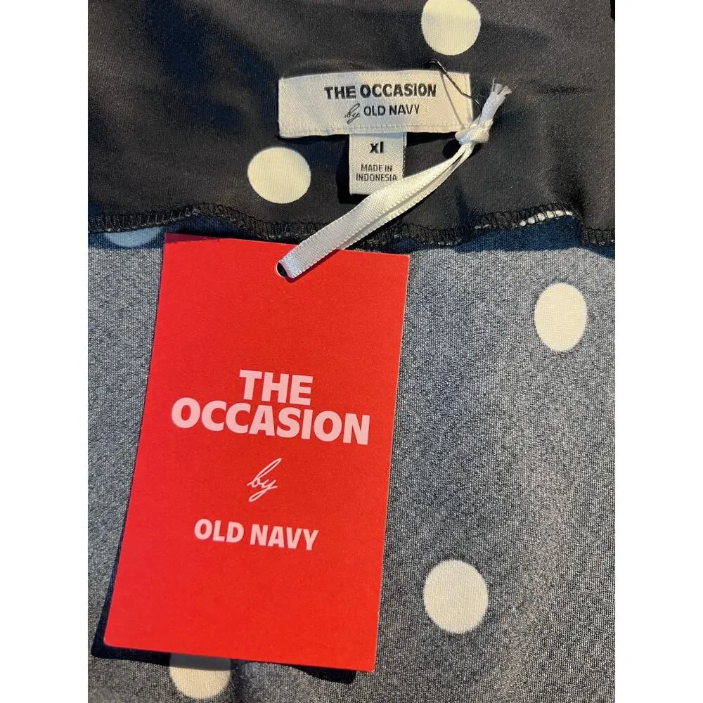 NWT Old Navy Dress Cowl Neck Slip Maxi Polka Dot Satin Romantic Party Retro - Picture 7 of 8